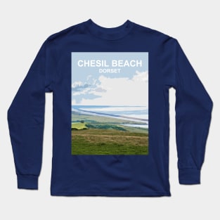 Chesil Beach Dorset England. Summer seaside landscape Long Sleeve T-Shirt